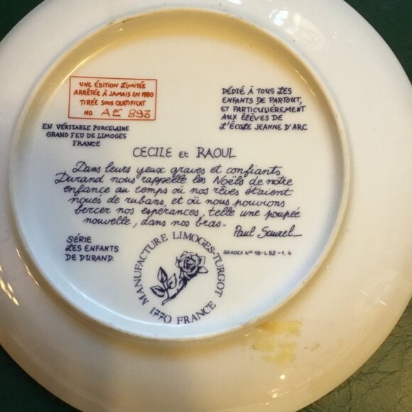 Set Of 4 Paul Durand Limoges Collectible Plates With Childrens Illustrations - Picture 7 of 8